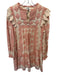 Sea New York Size M Pink & Tan Cotton Long Sleeve Quilted Buttons Ruffle Dress Pink & Tan / M