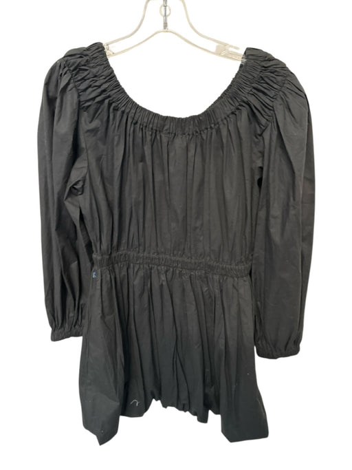 Ulla Johnson Size 8 Black Cotton Long Sleeve Off Shoulder Ruffle Mini Dress Black / 8