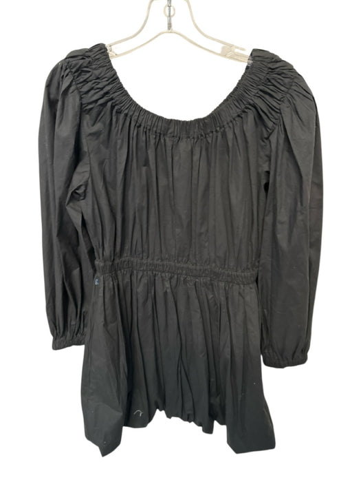 Ulla Johnson Size 8 Black Cotton Long Sleeve Off Shoulder Ruffle Mini Dress Black / 8