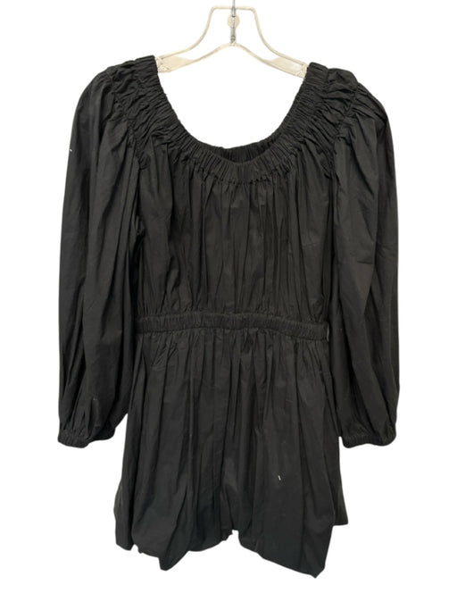 Ulla Johnson Size 8 Black Cotton Long Sleeve Off Shoulder Ruffle Mini Dress Black / 8