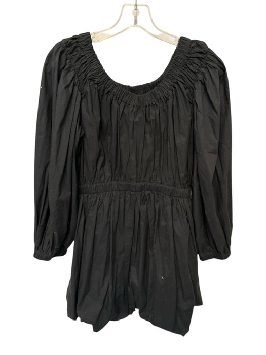 Ulla Johnson Size 8 Black Cotton Long Sleeve Off Shoulder Ruffle Mini Dress Black / 8
