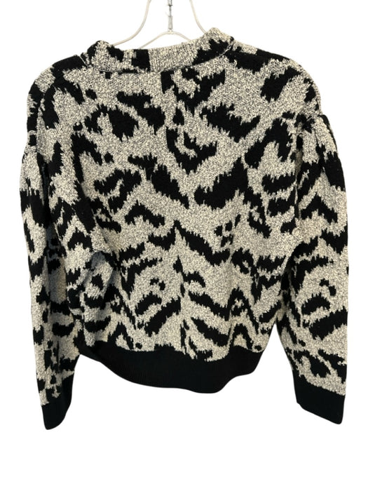 Ulla Johnson Size M Black & White Wool Blend Long Sleeve Animal Print Sweater Black & White / M