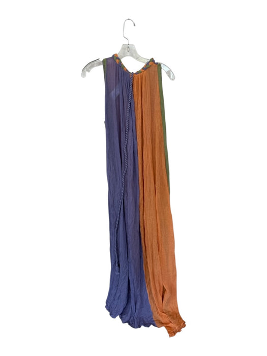 Miguelina Size S purple & orange Cotton Color Block Braid Wrap Dress purple & orange / S