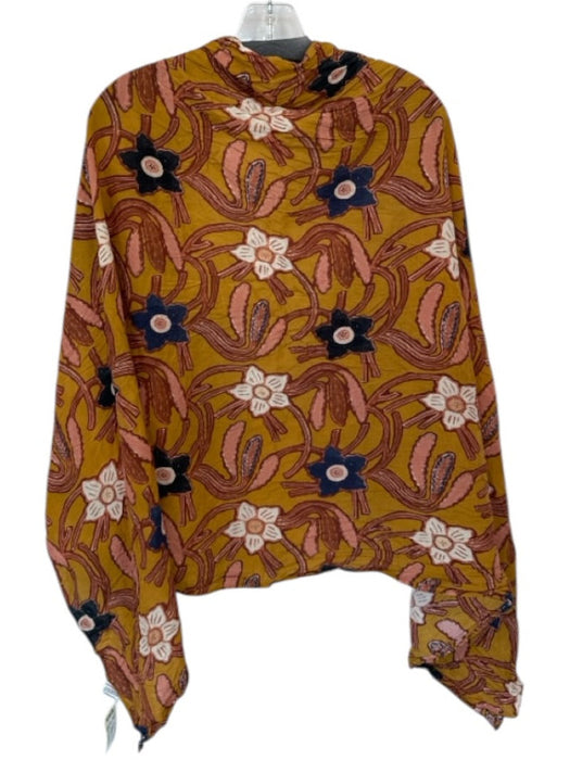Ulla Johnson Mustard Yellow Cotton Blend Floral scarf Mustard Yellow / One Size