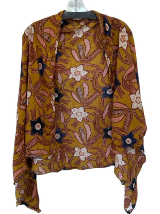 Ulla Johnson Mustard Yellow Cotton Blend Floral scarf Mustard Yellow / One Size