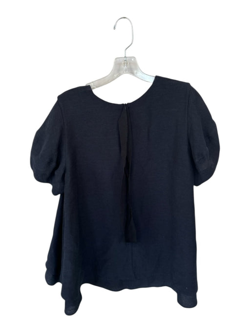 Fabiana Pigna Size M Black Rayon Blend Back Bow Zipper Ribbed short sleeve Shirt Black / M
