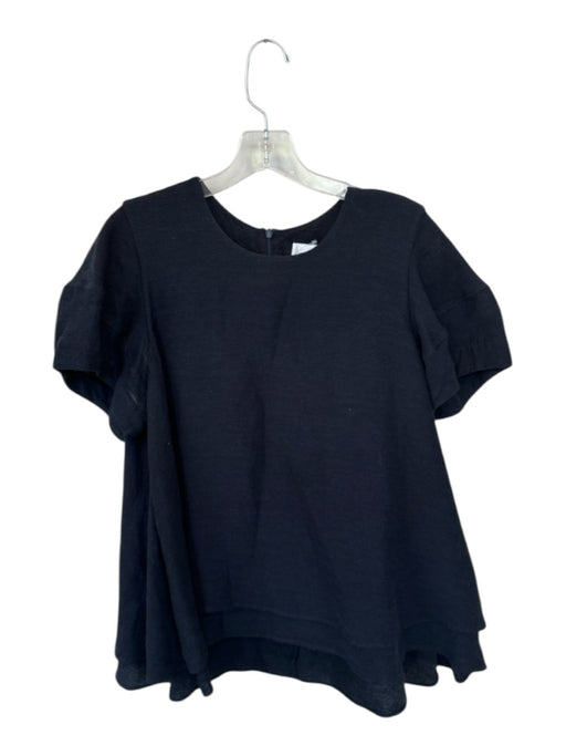 Fabiana Pigna Size M Black Rayon Blend Back Bow Zipper Ribbed short sleeve Shirt Black / M