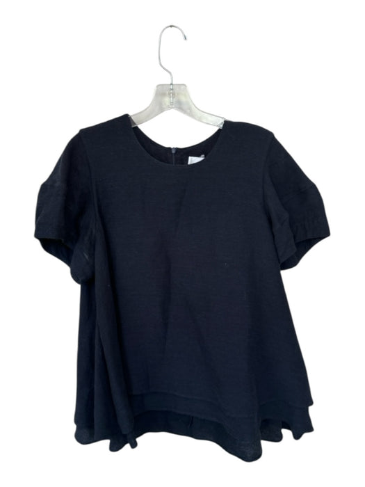 Fabiana Pigna Size M Black Rayon Blend Back Bow Zipper Ribbed short sleeve Shirt Black / M