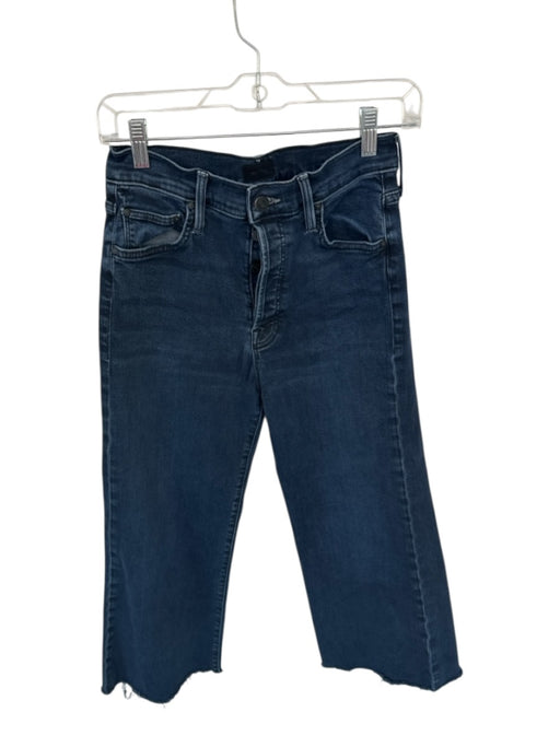 Mother Size 28 Dark Wash Cotton Blend Button Fly Wide Leg Raw Hem Jeans Dark Wash / 28