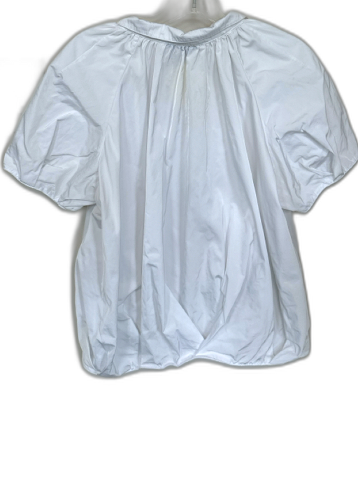 Tish Cox Size S White Synthetic Silk Puff Sleeve Collar Top White / S