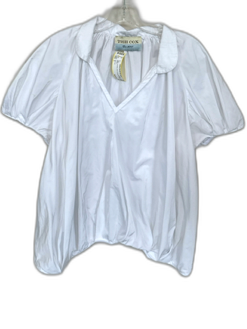 Tish Cox Size S White Synthetic Silk Puff Sleeve Collar Top White / S