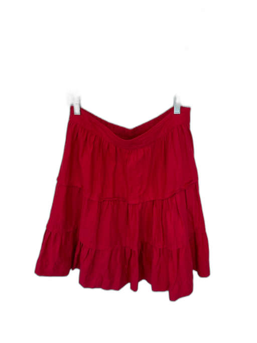 Soft Surroundings Size M Red Linen Blend Midi Layered Skirt Red / M