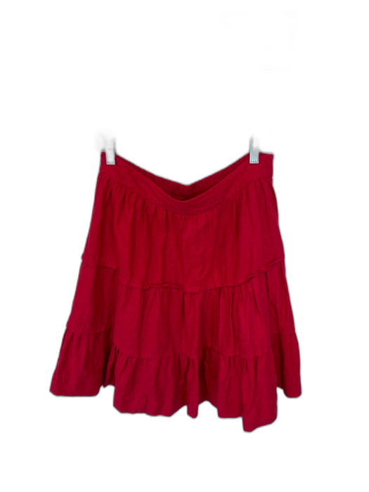 Soft Surroundings Size M Red Linen Blend Midi Layered Skirt Red / M
