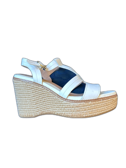 Cole Haan Shoe Size est 6 White Woven Base Buckle Espadrille Wedge Heels White / est 6
