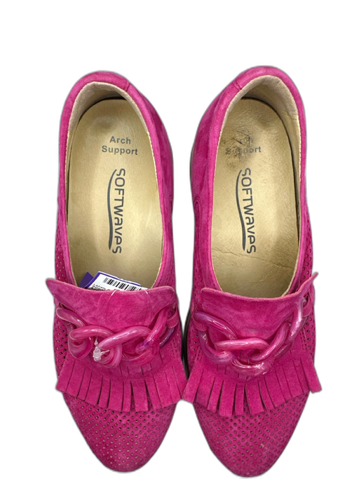 Soft Waves Shoe Size 39.5 Magenta Suede Platform Perforated Fringe Loafers Magenta / 39.5