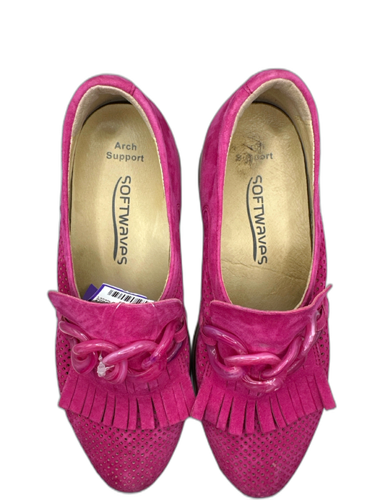 Soft Waves Shoe Size 39.5 Magenta Suede Platform Perforated Fringe Loafers Magenta / 39.5