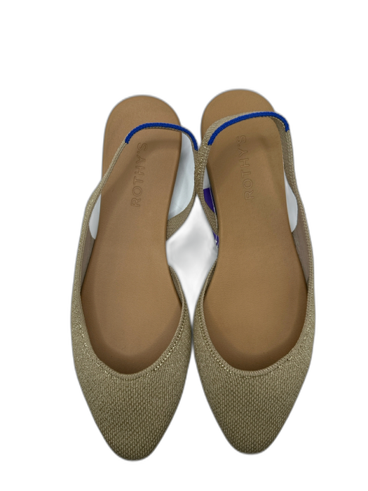 Rothy's Shoe Size 9 Tan & Gold Recycled Plastic Metallic Thread Almond Toe Flats Tan & Gold / 9