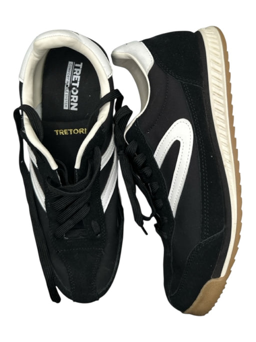 Tretorn Shoe Size 9M Black & White Suede & Canvas Lace Up Athletic Sneakers Black & White / 9M