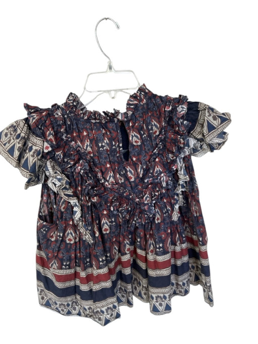 Sea New York Size L Navy & Rust Cotton Flutter Sleeves Kaleidoscope Top Navy & Rust / L