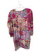 Johnny Was Size L Magenta & Tan Silk Long Sleeve Flowers Collar Slip Inc. Dress Magenta & Tan / L
