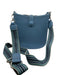 Slate Blue & Black Leather Canvas Strap Zip Close Crossbody Bag Slate Blue & Black / S