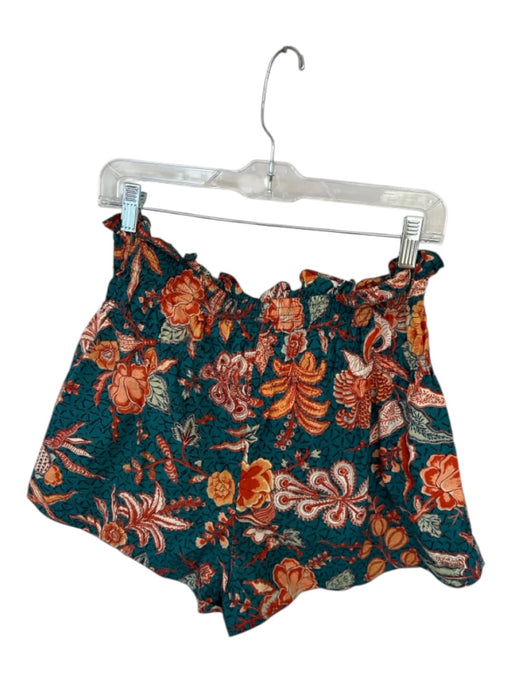 Ulla Johnson Size 4 Teal & Orange Cotton High Waist Botanical Shorts Teal & Orange / 4