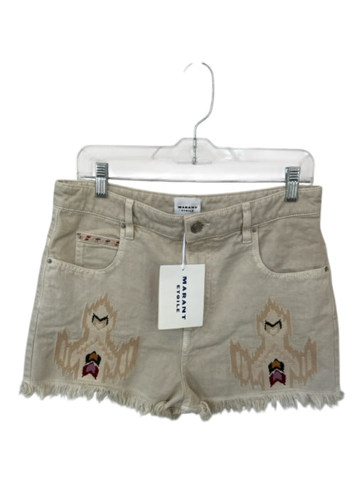 Isabel Marant Size 6 Cream & Purple Cotton High Waist Western Pattern Shorts Cream & Purple / 6