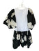 Tanya Taylor Size M Cream & Black Cotton 3/4 Balloon Sleeve Flowers Dress Cream & Black / M