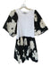 Tanya Taylor Size M Cream & Black Cotton 3/4 Balloon Sleeve Flowers Dress Cream & Black / M