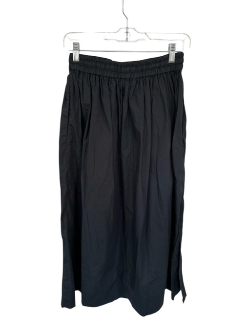 Avenue Size S Black Cotton Drawstring Side Slits Maxi Skirt Black / S