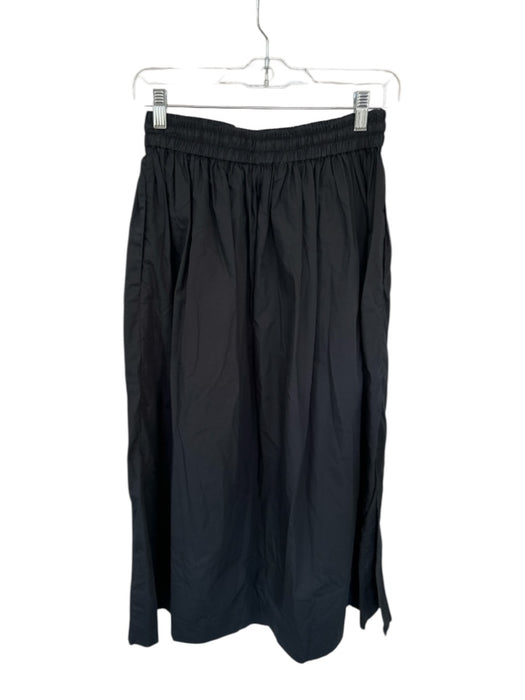 Avenue Size S Black Cotton Drawstring Side Slits Maxi Skirt Black / S