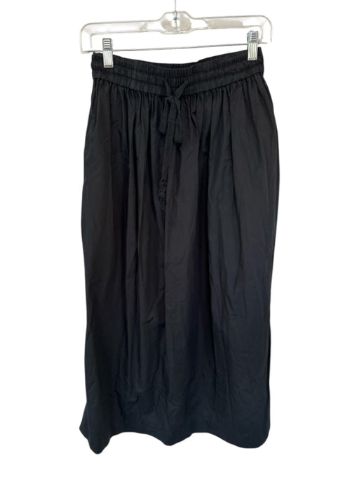 Avenue Size S Black Cotton Drawstring Side Slits Maxi Skirt Black / S