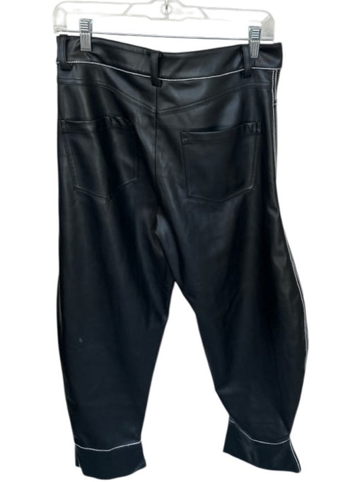 Melbourne Size M Black & White Vegan Leather High Waist Stitching Barrel Pants Black & White / M