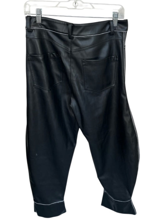 Melbourne Size M Black & White Vegan Leather High Waist Stitching Barrel Pants Black & White / M
