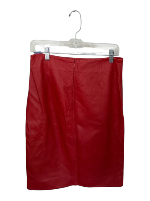 Loulou Studio Size 38 Red Leather Back Zip Slit Midi Skirt Red / 38