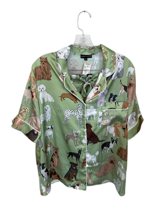 Karen Mabon Size M Green & Brown Polyester Short Sleeve Dog Drawstring Short Set Green & Brown / M