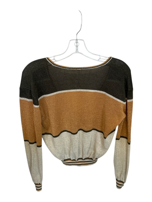Free People Size XS bronze & green Nylon Blend Long Sleeve V Neck Sweater bronze & green / XS