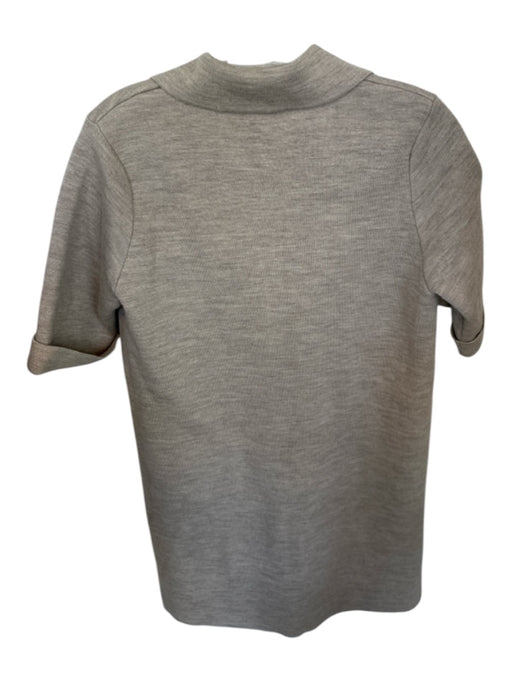 Veronica Beard Size S Taupe & Gold Wool Short Cuff Sleeve Buttons Knit Dress Taupe & Gold / S