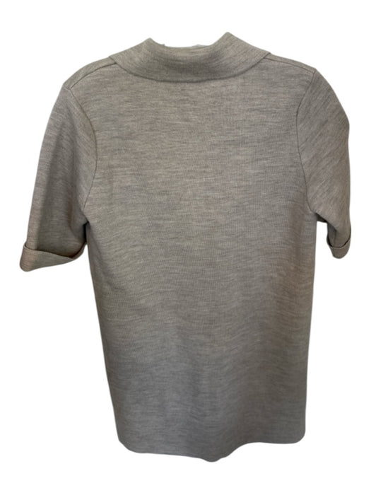 Veronica Beard Size S Taupe & Gold Wool Short Cuff Sleeve Buttons Knit Dress Taupe & Gold / S
