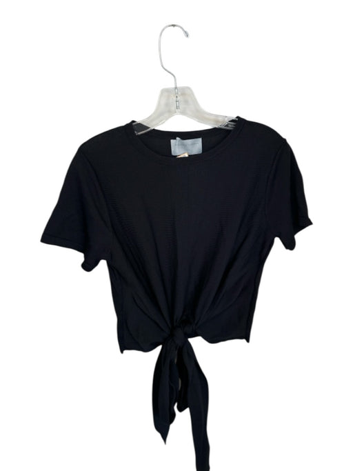 Modern Citizen Size L Black Rayon Blend Short Sleeve Open Back Waist tie Top Black / L