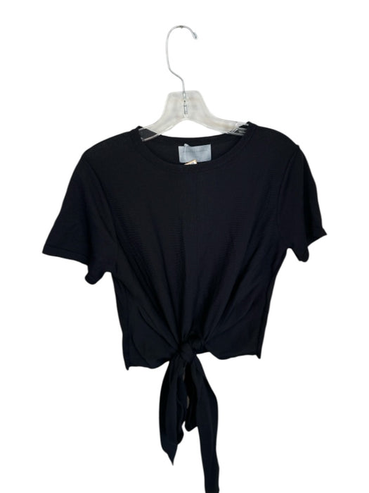 Modern Citizen Size L Black Rayon Blend Short Sleeve Open Back Waist tie Top Black / L