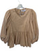 Hunter Bell Size L Tan Cotton Long Balloon Sleeve Pleated Back button Top Tan / L