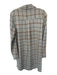 Faherty Size M Gray & Tan Recycled Polyester Long Sleeve Plaid Button Down Dress Gray & Tan / M