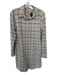 Faherty Size M Gray & Tan Recycled Polyester Long Sleeve Plaid Button Down Dress Gray & Tan / M