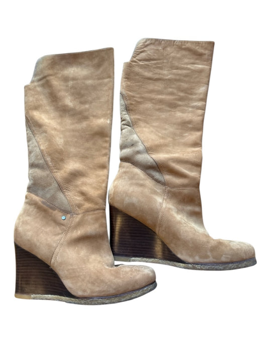 Ugg Shoe Size 9 Camel Suede Shearling Lined Wedge Over the Knee Boots Camel / 9