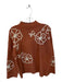 Entro Size S Rust & Cream Acrylic Mock Neck Embroidered Design Sweater Rust & Cream / S