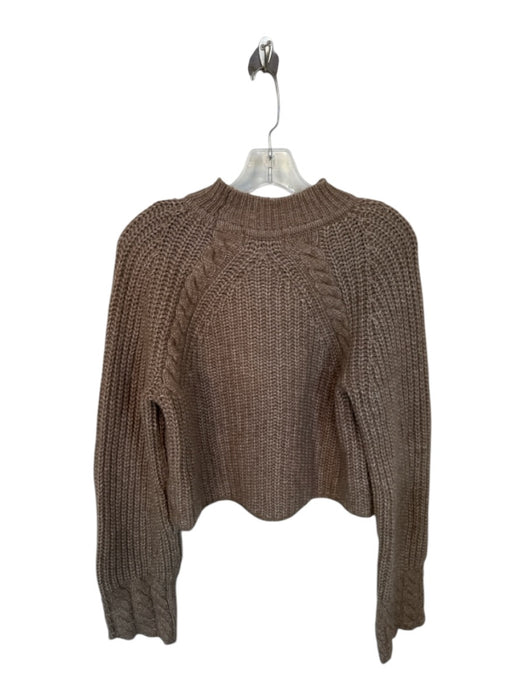 Dh New York Size M Brown Wool Blend Mock Neck Chunky Knit Long Sleeve Sweater Brown / M