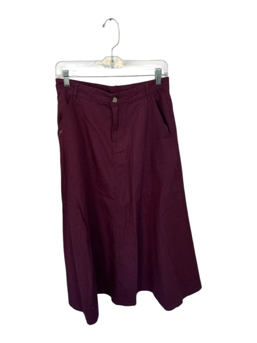 Lilla P Size 2 Maroon Cotton High Waist A Line Maxi Skirt Maroon / 2