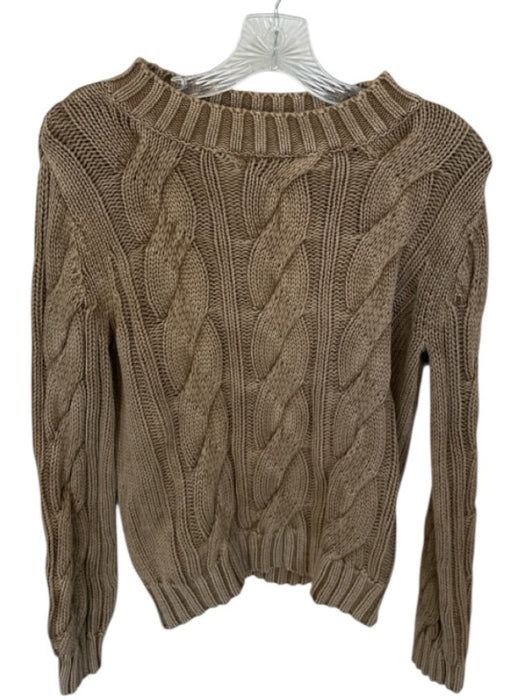 Sara Campbell Size M Brown Cotton Mock Neck Cable Knit Long Sleeve Sweater Brown / M