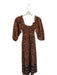 Mi Golondrina Size M Brown & Maroon Cotton Smocked Botanical Maxi Dress Brown & Maroon / M